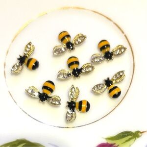 Bee Themed Rhinestone Nail Charms 7 pieces